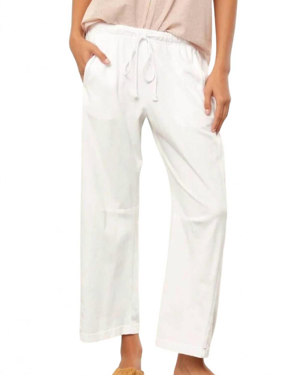 NEW XIRENA theo straight leg cropped pull-on pant in white